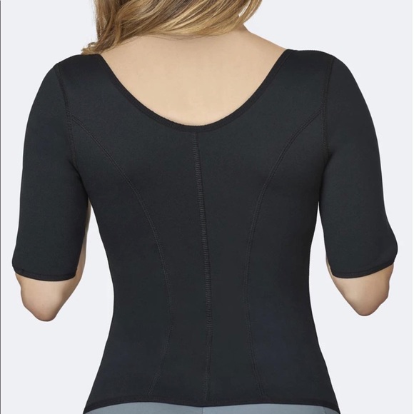 Women Body Shaper Sweat Suit Sleeve Slimming Workout Vest Waist Trainer Top - Picture 3 of 4